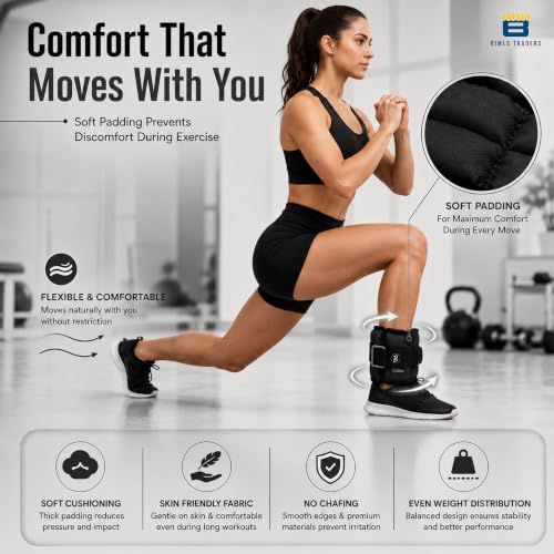Image of Btag Solid Neoprene Ankle & Wrist Weights (0.25 kg x 2 Pcs) | Adjustable Strap | Unisex Leg & Arm Weight Cuffs for Gym, Workout & Training (Balck)