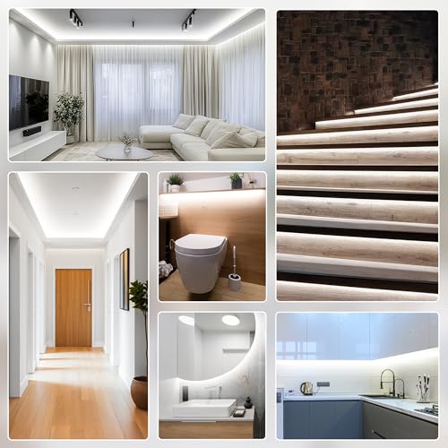 Image of Cozylady LED Lights Strips for Decoration 120 LEDs /m, CRI>90, 5V Dimmable Light Strip, 180 Even Lighting, IP20 Indoor, Flexible LED Tape for Room Decoration (3M /9.84Ft-USB-Cold White)