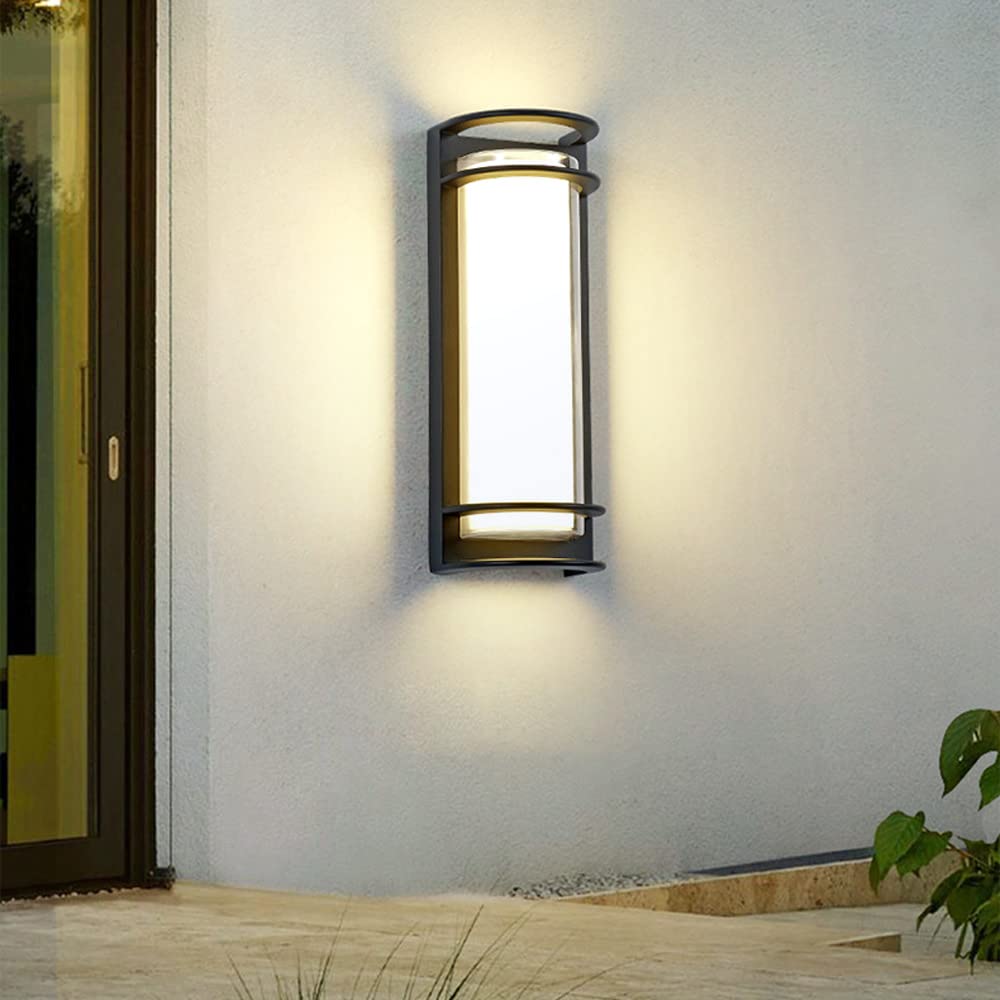 Wodoodporna Ścienna Zewnętrzna Led Kinkiet Czarny Aluminiowy Kinkiet Z Akrylem, 30W Oświetlenie Ścienne Na Werandę Zewnętrzne Lampy Domowe, Oświetlenie Zewnętrzne Tarasu Ogrodowego/6000 Tys.