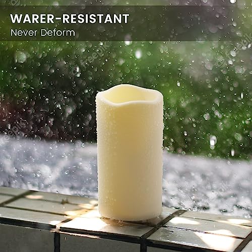 Image of 12PACK Waterproof Flameless Candles with Remote Control Candle, Battery Operated Flickering LED Pillar Candle Plastic,Large Size(D3 x H5.5) for Outdoor /Indoor Decoration Wedding, Party, Birthday
