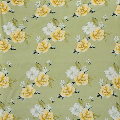 Image of Vram Premium Heavy Cotton Elastic Fitted Bedsheets with 2 King Size Pillow Covers || Double Bed with All Around Elastic 350 TC || 72 x 78 x 10 Inch King Size Fitted || :- Light Green Flower