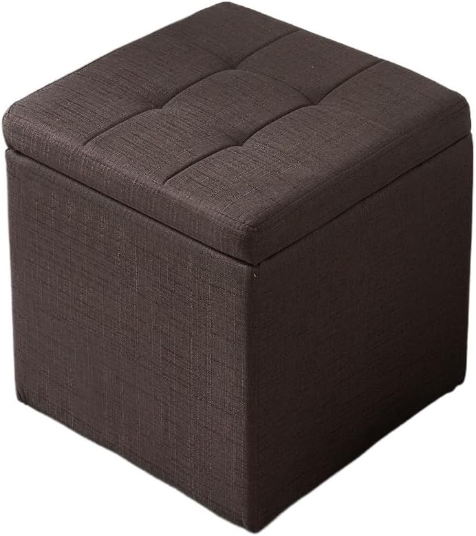 Household Solid Wood Shoe Changing Stool, Storage, Cotton and Linen