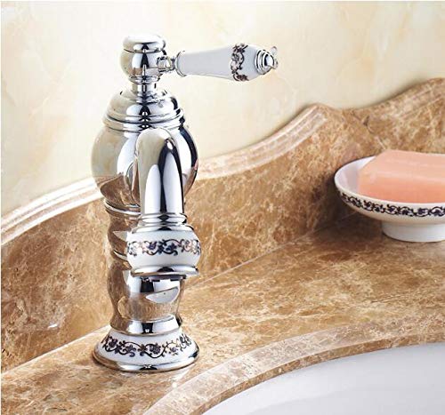 Mitigeur de lavabo luxe or et porcelaine blanche rétro chic - 3