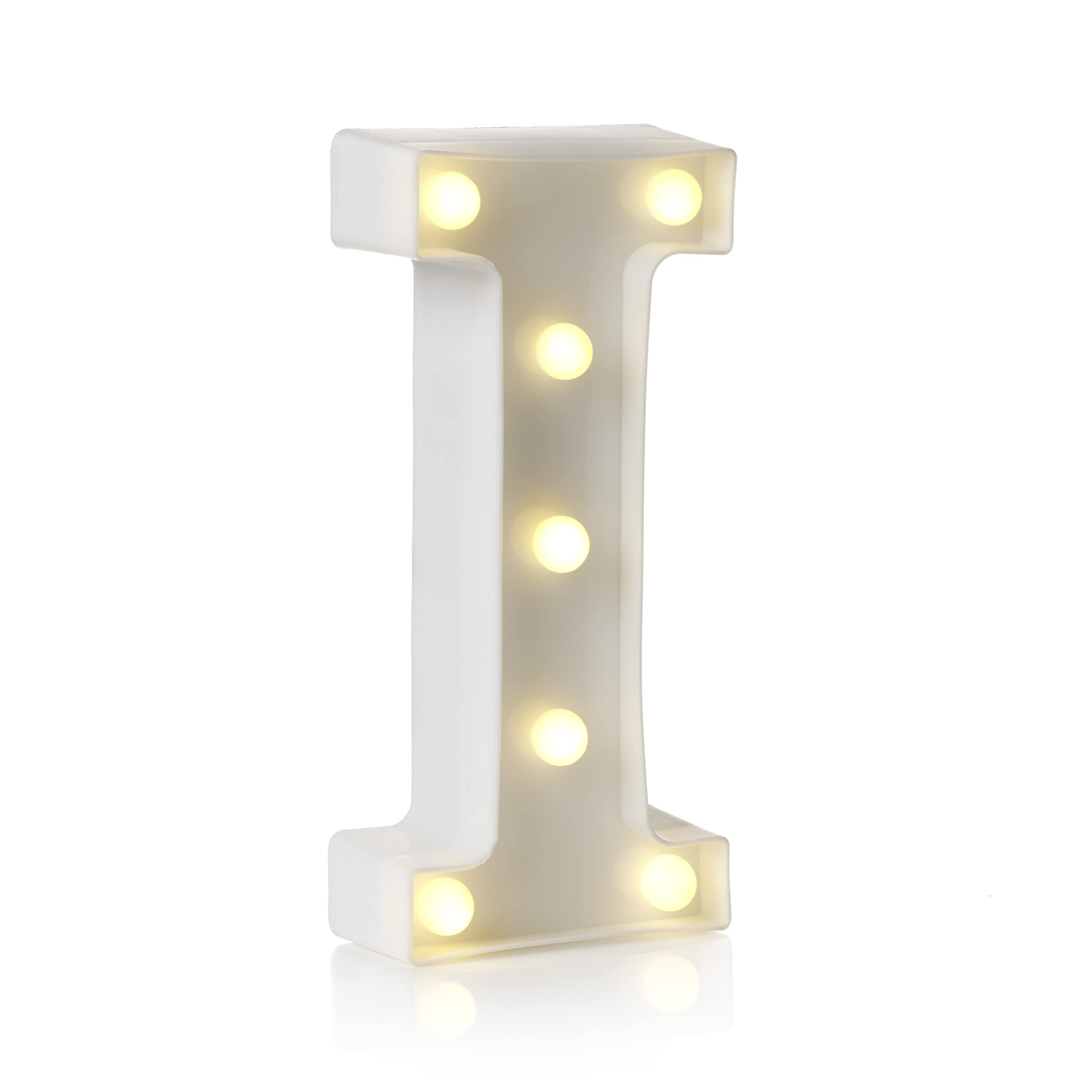 Auraglow I Led Alphabet Letter & Number Light Sign Decorations, Lamp For Home Birthday Party Event, Night Lights, Battery Powered Letters And Numbers With Four Hour Timer (I)