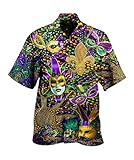 wihnsinop Mens Mardi Gras Hawaiian Bowling Shirts Holiday Theme Shirt Button Down Shirts Big and Tall