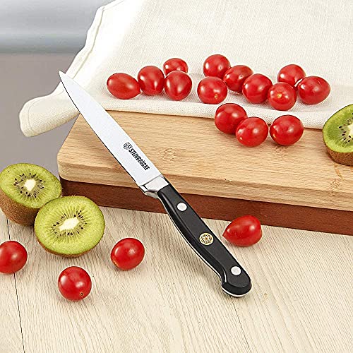 Steinbrücke Kitchen Utility Knife 5 Inch, Sharp Paring Knife Kitchen Petty Knife Fruit Knife With Pro Chef's Knife Full Tang And Ergonomic Handle Kitchen Cutlery Cutting Peeling #TOP1