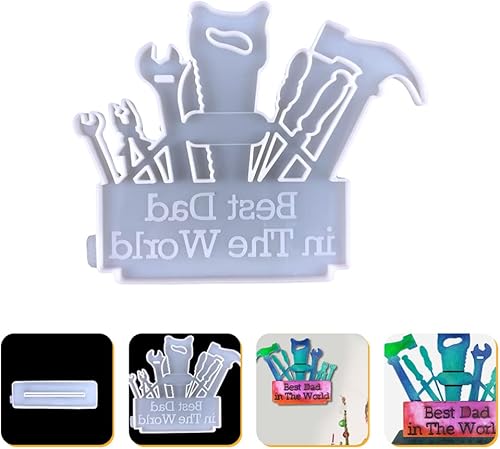 Miniatura 6 de ABOOFAN Molde de silicona para el día del padre, herramientas de mano, moldes para fondant, mini herramientas de construcción para decoración de