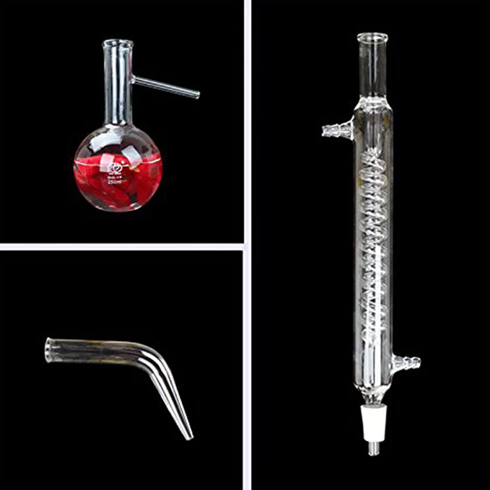 Destilador de vidrio de laboratorio Aceite esencial Destilación de agua 23 (250 ml) Juego completo