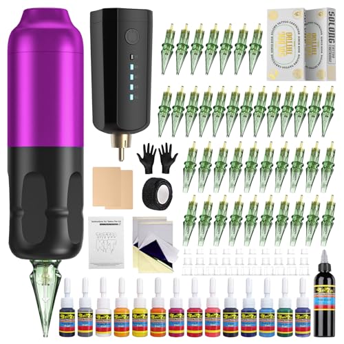 Solong Tattoo Kit completo para profesionales: sistema de batería inalámbrico avanzado y tintas de color variadas, respaldados por accesorios completos para cualquier proyecto artístico LQ53KITP803 4
