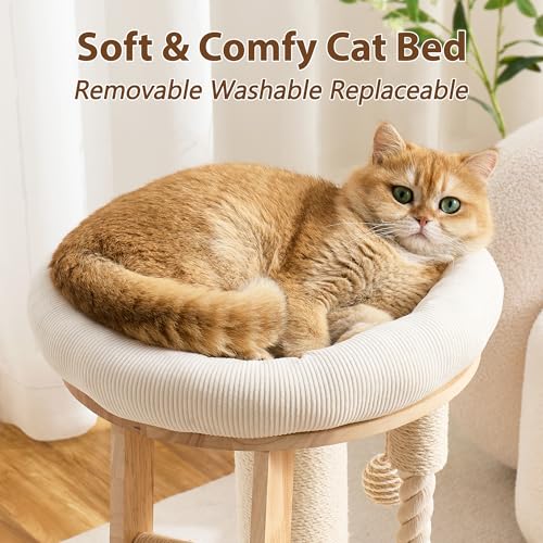 Torre para gatos moderna pequeña con rascador blanco miniatura 2