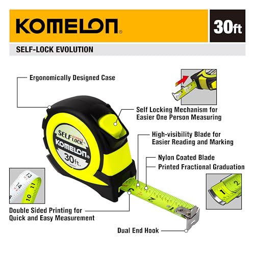 Komelon 30' Self Lock Hi-Vis Speedmark Tape Measure
