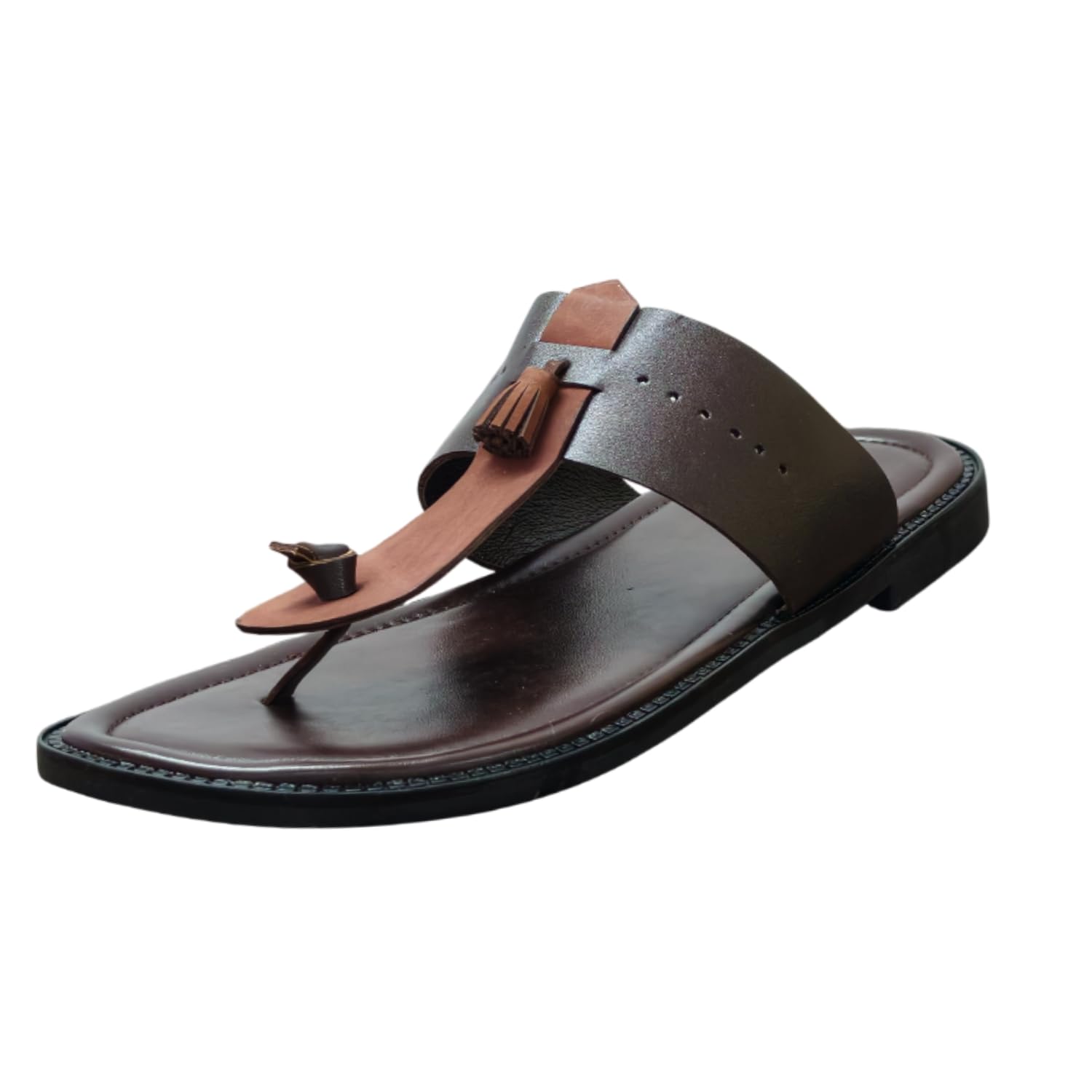 Men’s Faux Leather Thong Chappal | Comfortable Open Slippers with Cushioned Footbed | Lightweight Casual-image-10