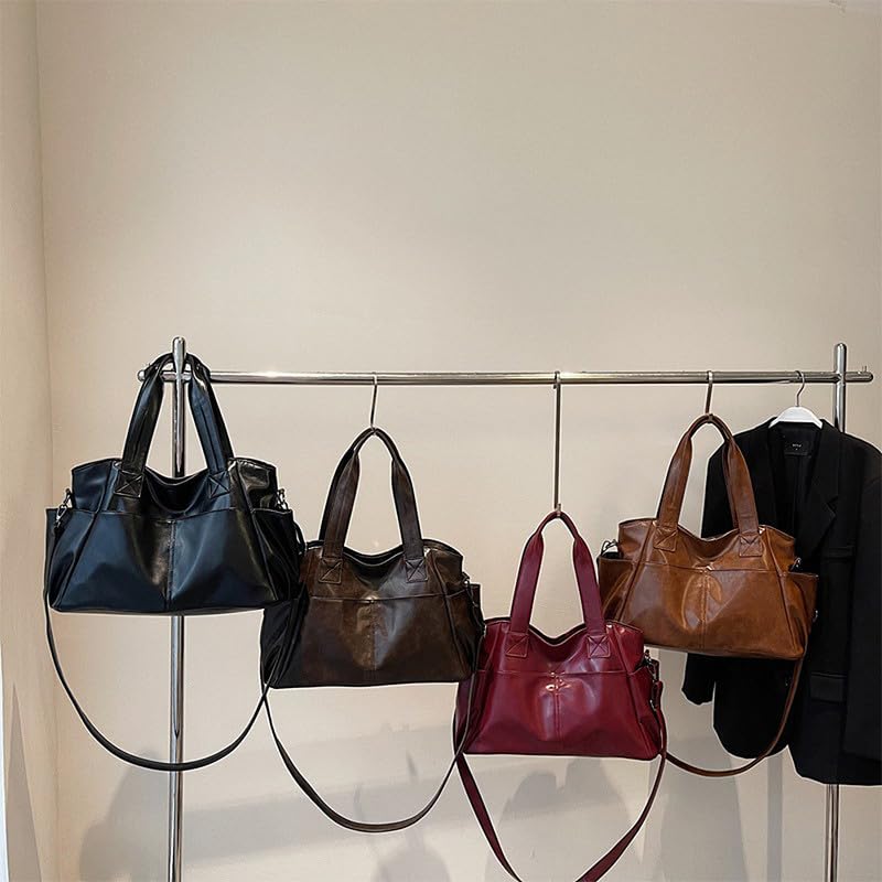 Borsa Bauletto con Tracolla da Donna Borsa a spalla in Pelle Sintetica Borsa a mano Sacchetto Tote Donne Borsetta Hobo Borsa a tracolla Marrone scuro