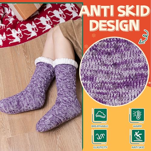 SeeyAN Slipper Fuzzy Socks For Womens Warm Winter Thick Fleece Lined Thermal Fluffy Non Slip Cozy Cabin Soft Socks With Grips3