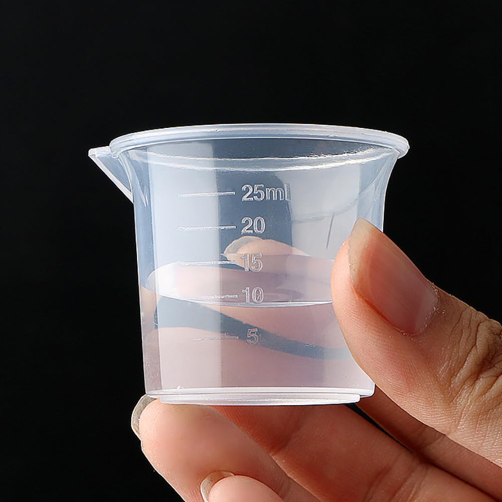 6 Pcs Plastic Graduated Beaker Set 6 Sizes Transparent Lab Measuring Cups Polypropylene Laboratory Beakers Science Experiment Measure Cups Epoxy Resin Mixing Cups with 6 Pcs Droppers