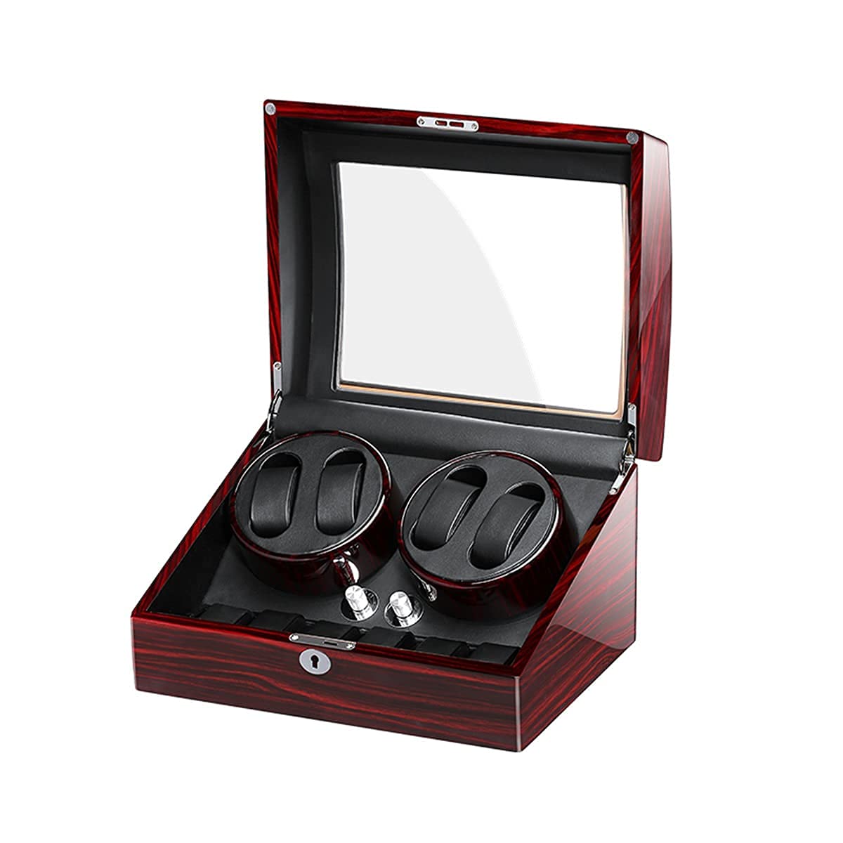 QUSYZD Watch Winder for Watches Automatic Watch Winder Box with 4 Winder Positions 6 Storage Spaces Wood Shell,Ultra-Quiet Motors,E
