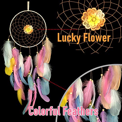 image for WOWDING Dream Catcher Colorful Feathers for Kids Gift, Rainbow Dreamca
