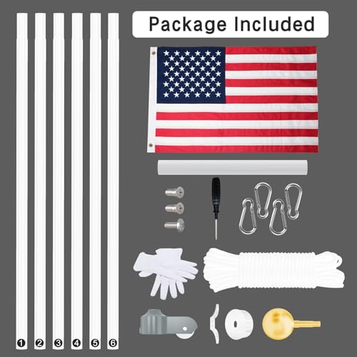 Image of NELXINJO Heavy Duty 25FT Flag Pole 100MPH Wind Test Outside House, Silver