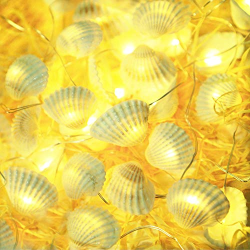 Cynzia Natural Seashells String Lights, 40Led Beach Decoration Lights Usb Plug In With 8 Modes Remote Control, Waterproof Ocean Fairy Lights For Bedroom Party Indoor Outdoor Wedding Holiday Christmas #TOP4