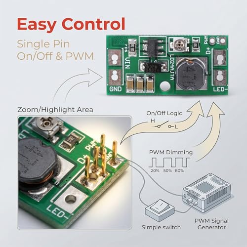 Image of 2 Pcs LD24AJTA LED Driver Board Adjustable, 20W 6~25V DC to DC LED PWM Controller Step Down Constant Current Converter Converter
