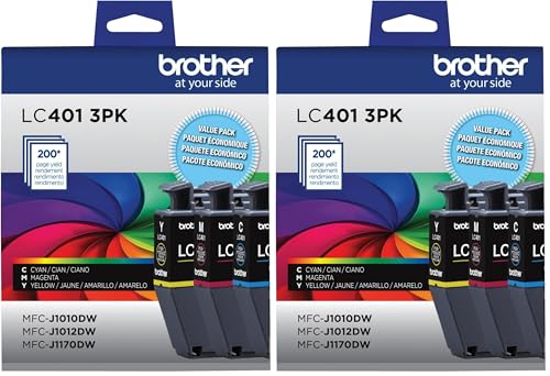 Image of Brother Genuine LC401 Standard Yield Ink Cartridges a€ inch Includes 1 Cartridge Each of Cyan,Magenta and Yellow,3 Count (Pack of 2)
