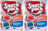 Snack Pack Strawberry & Berry Blue Flavored Juicy Gels, 12 Count Snack Cups (Pack of 2)