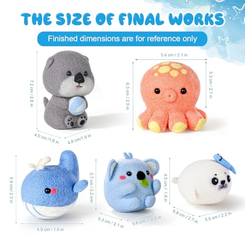 Image of Gipony Needle Felting Kit,5Pieces Animal Making Wool Needle Felting Starter Kit with Instruction,Felting Kits for Beginners Adult,Needle Felting kit Beginner,Wool Felting kit,