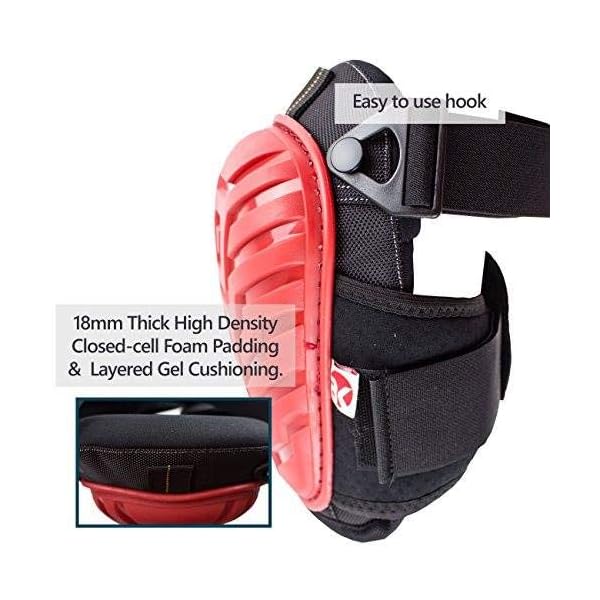 Troy Safety RK-KP11 Knee Pads with Heavy Duty Foam Padding and Comfortable Gel Cushion with Adjustable Strong Dual Straps (Red) - Image 4