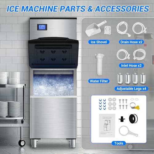 Máquina comercial fabricadora de hielo 650 lbs/24h con depósito 350 lbs miniatura 7