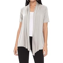 Womens Casual Short Sleeve Draped Open Front Solid Cardigan