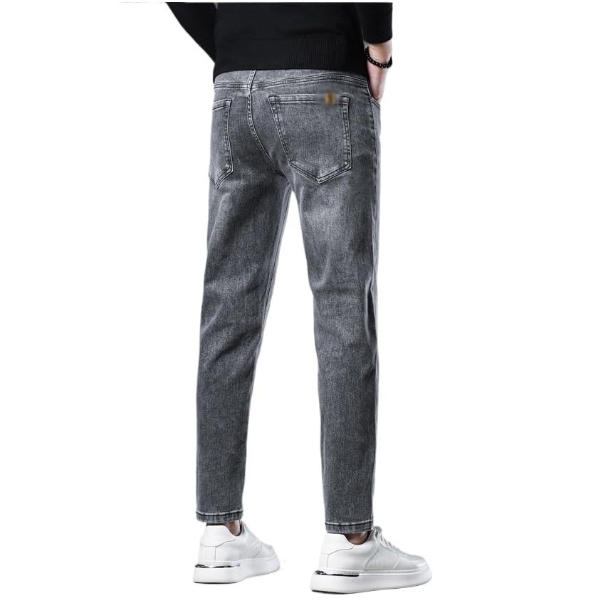 Nine Point Jeans, Men's Elastic Leggings, Slim Fit Pants(37) Gray2