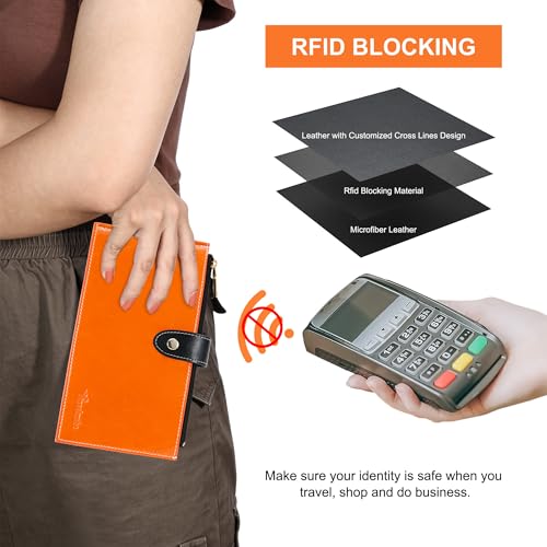 Image of Travelambo RFID Wallet Women Large Size Bifold Multi Card Wallet Case with Zipper Pocke Credit Card Holder for Women