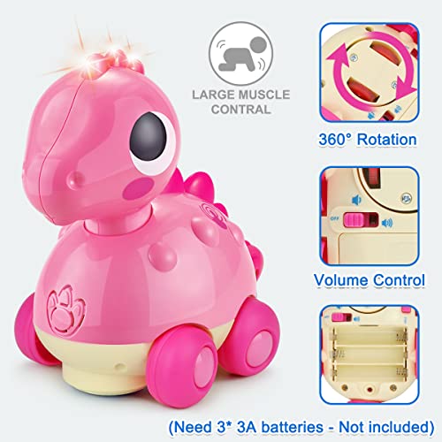 Dreampark Baby Toys 18 Months - Infant Toys 18 Months Baby Crawling Toys 2 Year Old Girl Gifts Touch & Go Musical Light Dinosaur Toy Baby Gifts For 18-24 Months Girls Boys Babies Toddlers Age 2 #TOP5