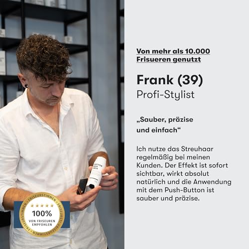 O.C. HAIRCARE Streuhaar zur Haarverdichtung - für Scheitel, kahle Stellen am Ober- und Hinterkopf - von führenden Salons empfohlen - 11 Farben - widerstandsfähige Streuhaare (Mittelbraun)
