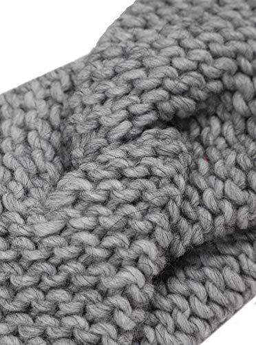 Foto von Zwillingsherz Stirnband mit Knoten - Hochwertiges Strick-Kopfband für Damen Frauen Mädchen - Wolle - Ohrenschutz - Haarband - warm weich und luftig für Frühjahr Herbst und Winter - hgr
