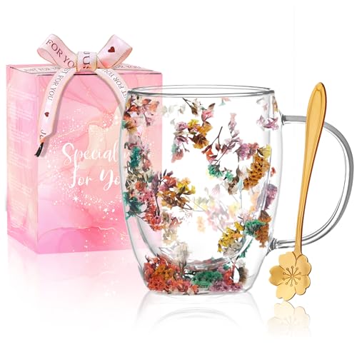 Cadeaux pour femme - Tasse à café en verre à double paroi...