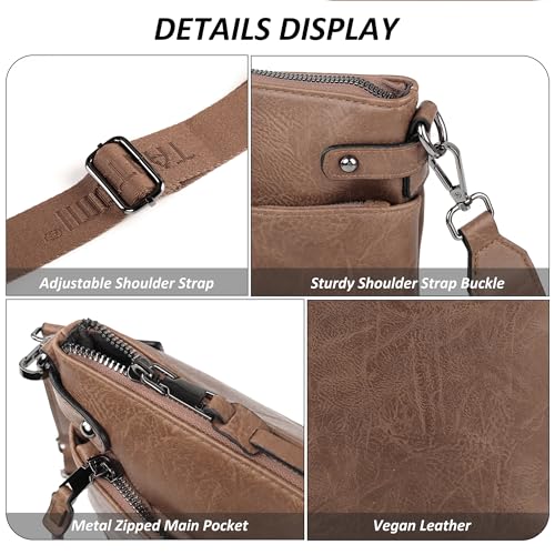 Image of TANTOMI Crossbody Bags for Women, Vegan Leather Hobo Purse for Travel, Shoulder Handbags with Adjustable Wide Strap