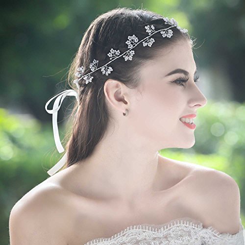 Venusvi Wedding Headbands for Bride - Bridal Headpiece with Bead - Hair Accessories