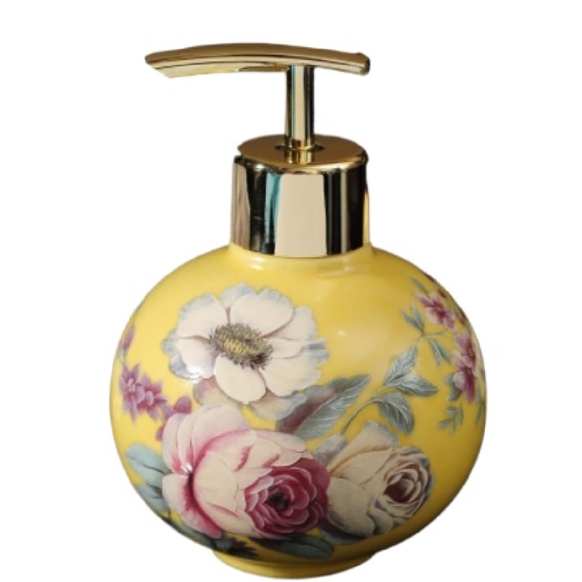 Dispensadores De Loción Jabón Dispensador De Jabón Y Loción De Cerámica, Botella Decorativa para Líquidos con Bomba(Yellow)