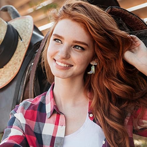 Rhinestone Western Boots Earrings Sparkly Crystal Cowboy Earrings Cowgirl Cowboy Hat Earrings Country Concert Outfits Western Jewelry Outfits4