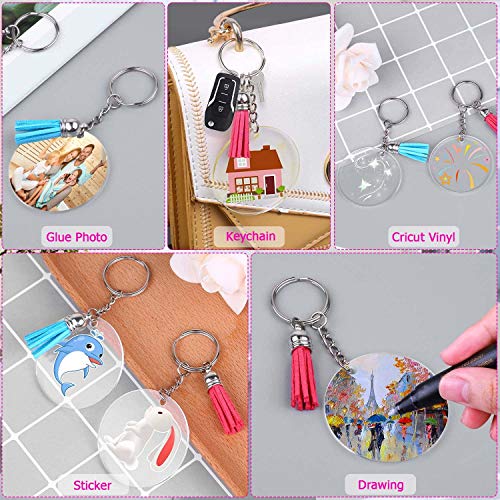 Acrylic Blank Keychains, Shynek 200 Pcs Clear Keychain Blanks for Vinyl with 50 Pcs Acrylic Blanks, 50 Pcs Keychain Tassels, 50 Pcs Key Rings with Chain and 50 Pcs Jump Rings…