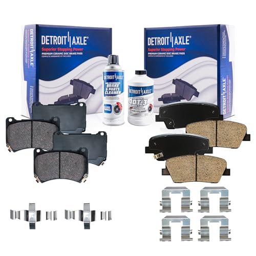 Image of Detroit Axle - Brake Pads for Hyundai 2009 Genesis 2011 Equus Front and Rear Ceramic Brakes Pads with Hardware Replacement