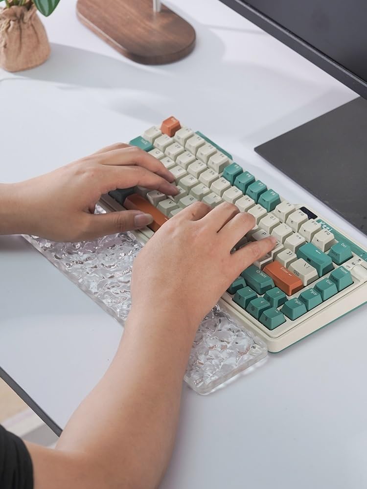 Podpórka pod nadgarstki do klawiatury akrylowej, półprzezroczysta, ergonomiczna podkładka pod nadgarstek do klawiatury RGB (kolor 100%)
