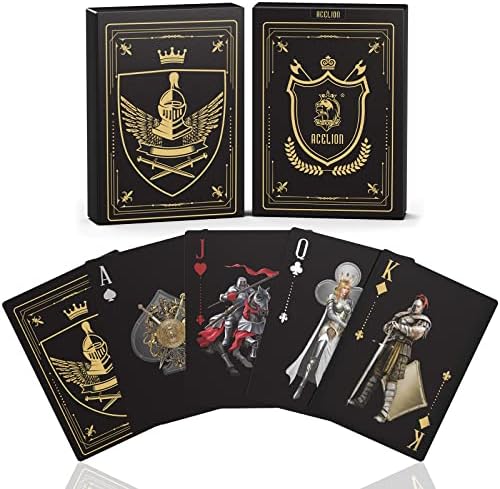 WJPC Waterproof Playing Cards，Plastic Playing Cards,Deck of Cards ，Game and Party Poker Cards (Knight Gold)