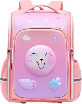 Kids Backpack for Kids, Lightweight Waterproof 3D Playful Smiling Face Backpack for School, Adorable Design for Kindergarten Elementary School Kids Students Girls Cartoon Backpack