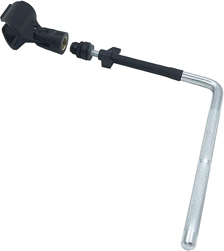 Miniatura 3 de Juego de batería Soporte de montaje para micrófono, abrazadera de montaje en estante de batería con brazo de montaje de micrófono en forma de L Clip