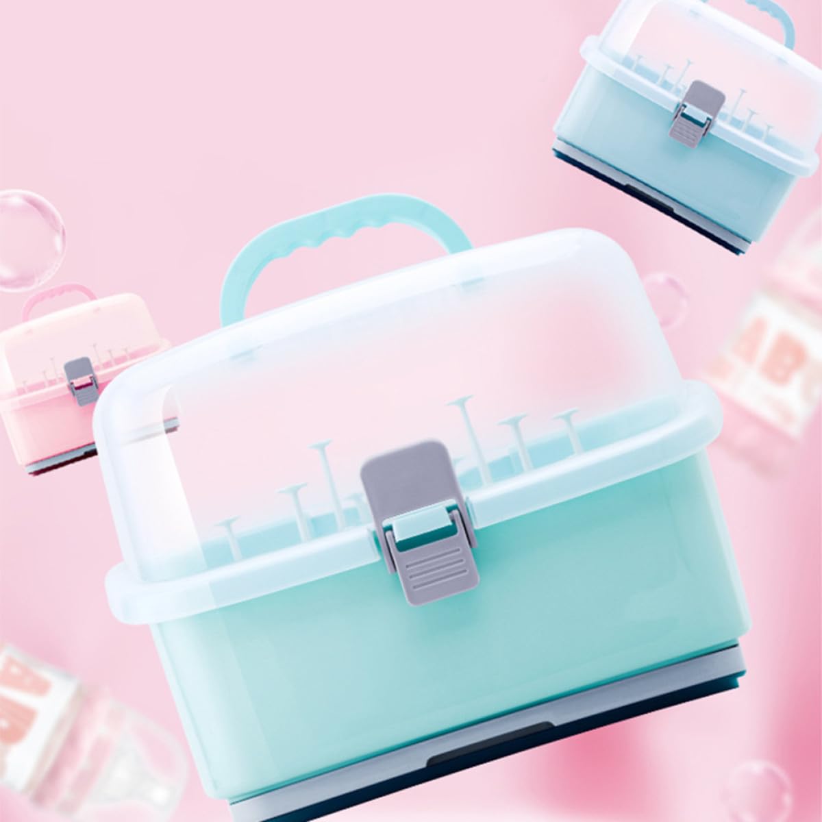 Aufbewahrungsbox für Babyflaschen aus Kunststoff, Grün, Tragbar | Schnuller und Babyflasche, Leicht zu Reinigen, für Zuhause und Unterwegs