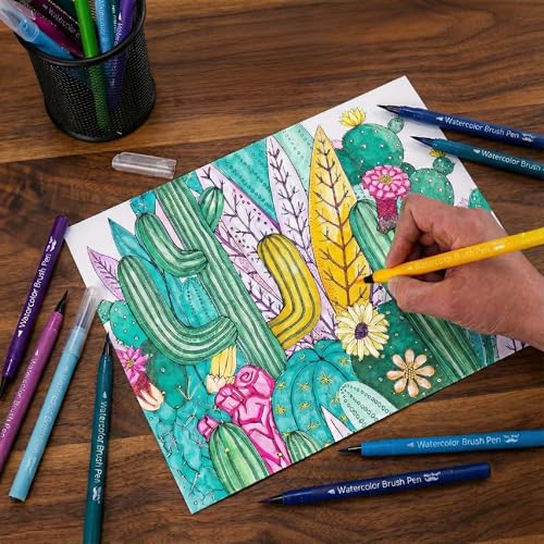 Mr. Pen- Watercolor Brush Pens, 36 Pack, Watercolor Pens Set, Non-Toxic, Easily Blendable, Smooth, Professional Art Supplies, Watercolor Markers for Pros & Beginners, Ideal for Coloring, Calligraphy