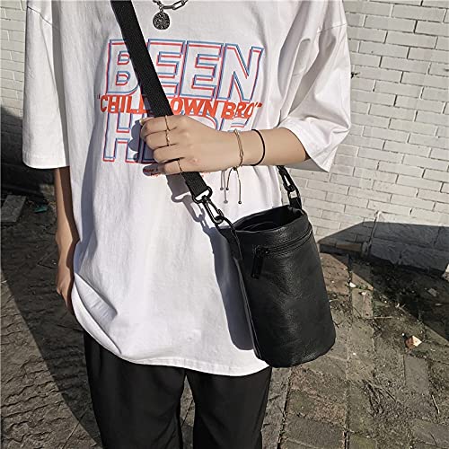Torba na ramię męska PU damska cylindryczna torba typu bucket dla mężczyzn torba listonoszka na jedno ramię damska torebka na szminkę damska crossbody etui na telefon zamek błyskawiczny