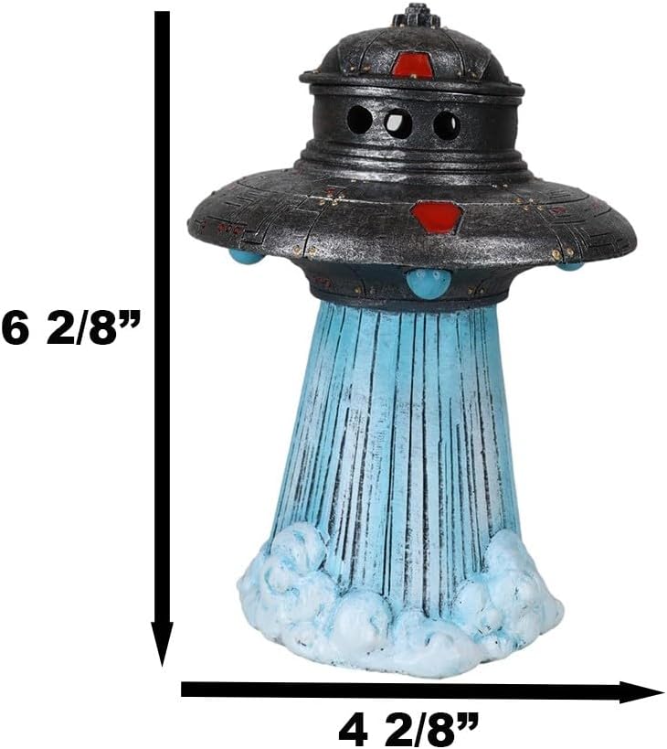 Miniatura 3 de Ebros Gift Platillo volador nave espacial OVNI Invader Alien Craft despegando reflujo incienso quemador de cono de soporte estatuilla extraterrestre